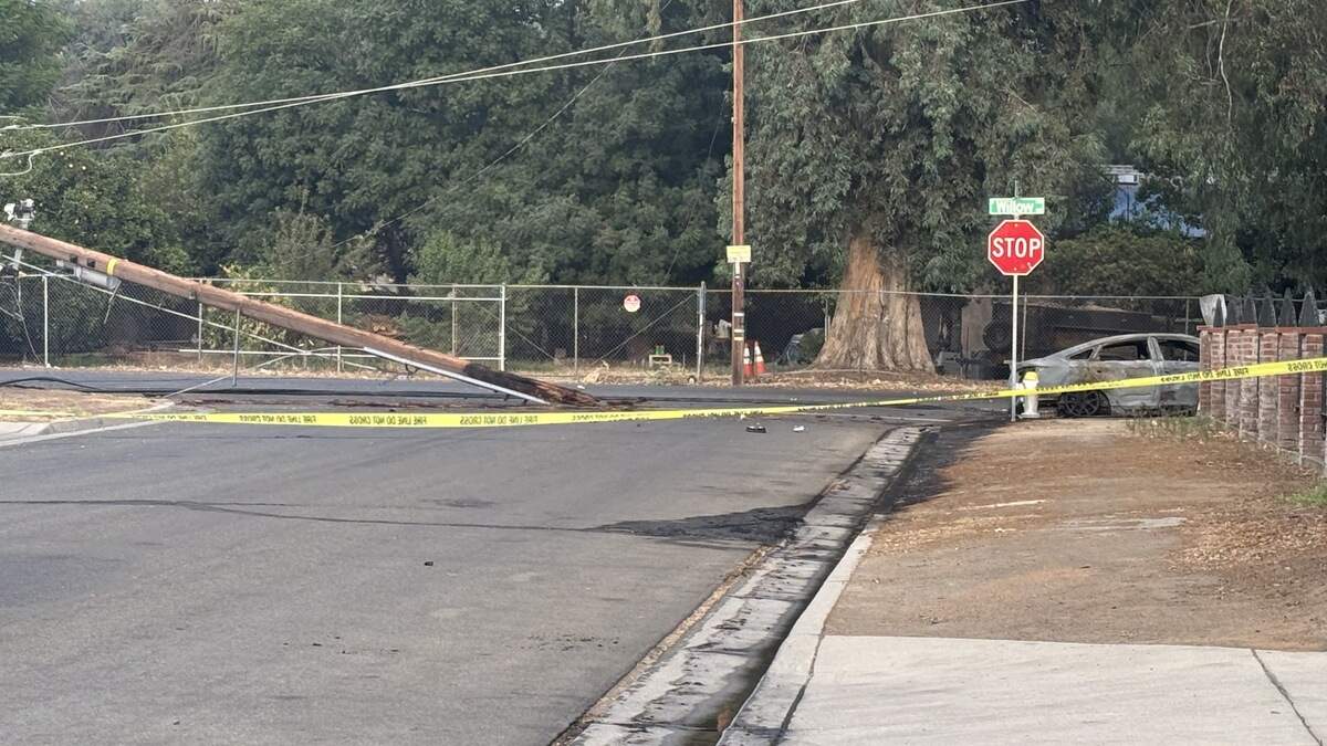A driver was killed when he struck a utility pole at Tulare and Willow avenues on Friday, Aug. 28, 2026.